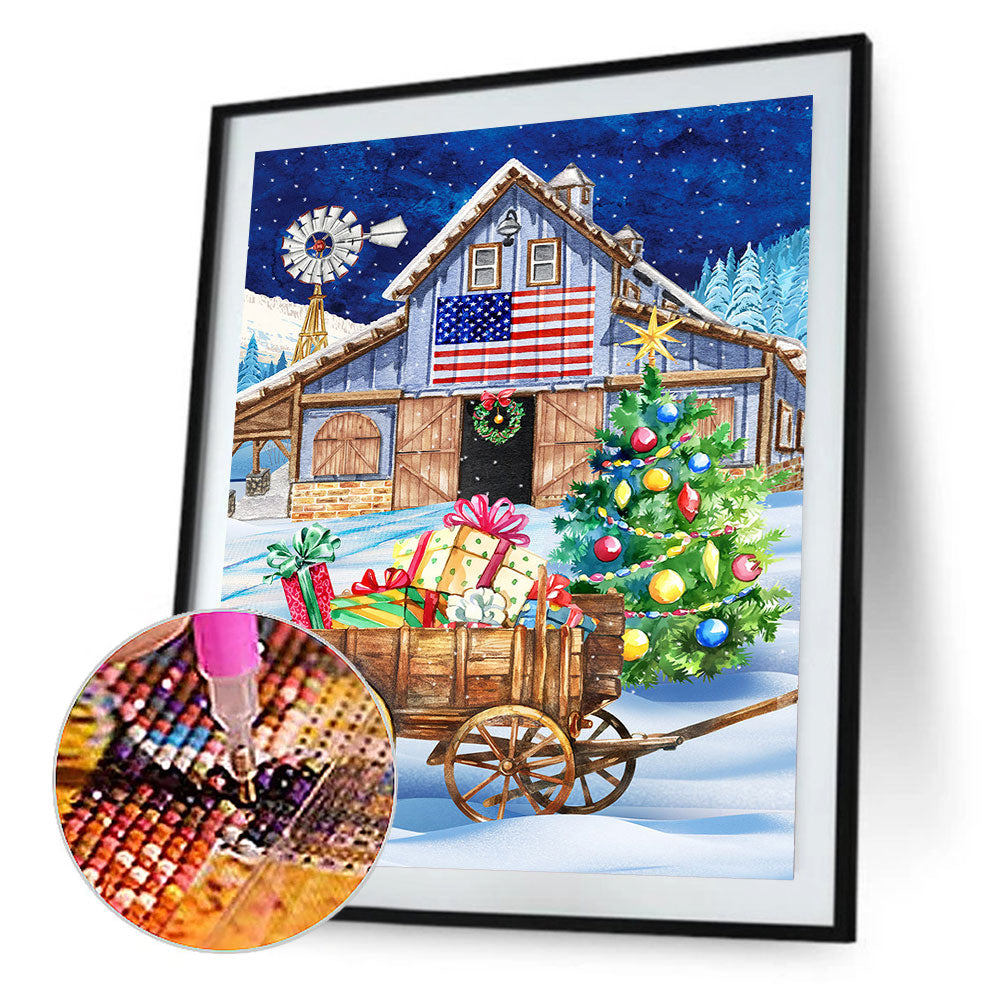 American Christmas Atmosphere - Full Round Drill Diamond Painting 30*40CM