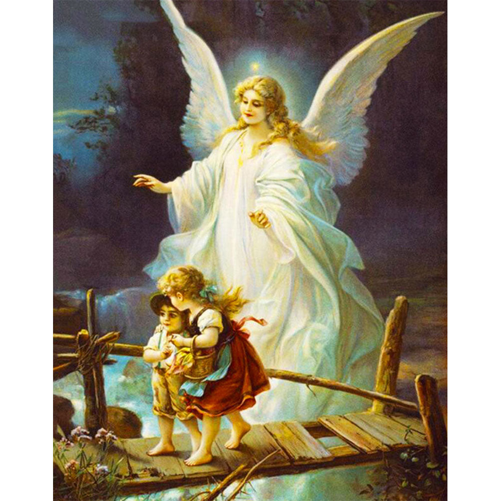 Angel Protects Children 50*60CM(Canvas) Full Round Drill Diamond Painting