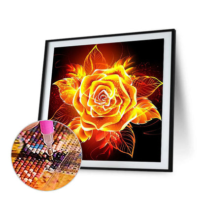 Blooming Fire Rose - Full Round Drill Diamond Painting 50*50CM