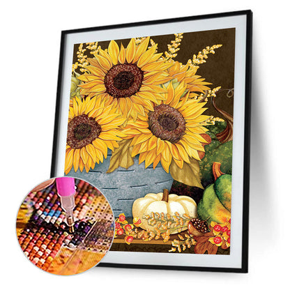 Autumn Sunflower - Full Round Drill Diamond Painting 30*40CM