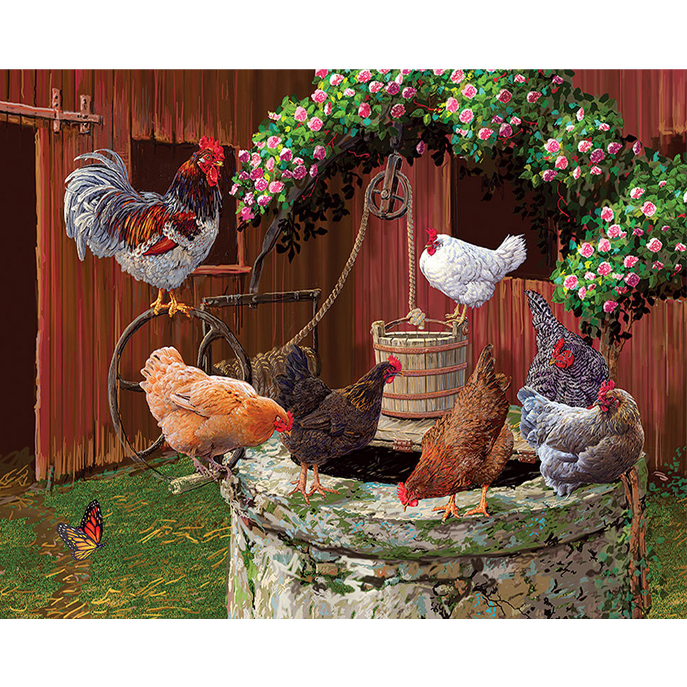 Farm Chicken - Full Round Drill Diamond Painting 40*30CM