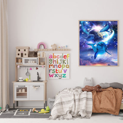 Planet Dolphin - Full Round Drill Diamond Painting 50*60CM