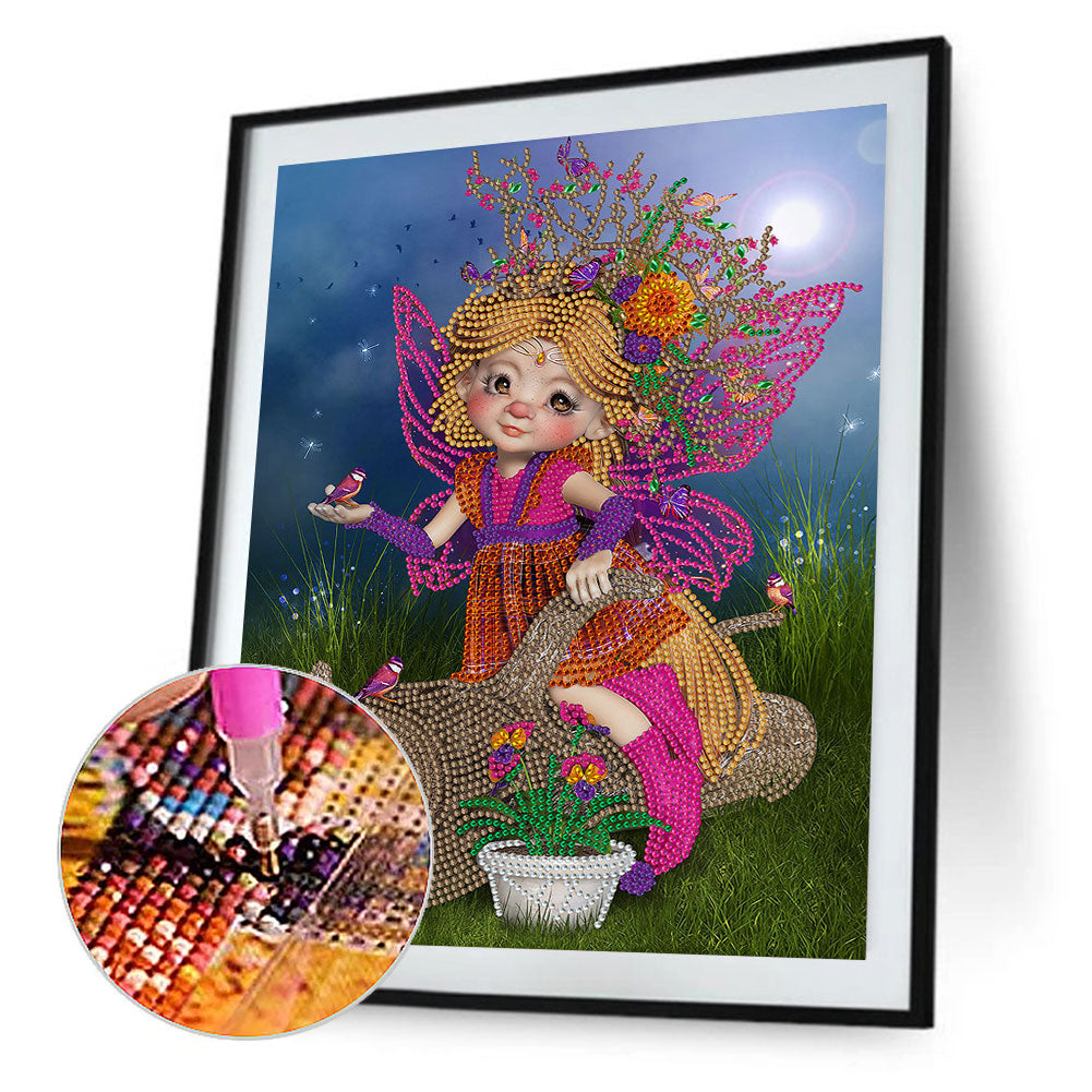 Big-Eyed Girl With Wings - Special Shaped Drill Diamond Painting 30*40CM