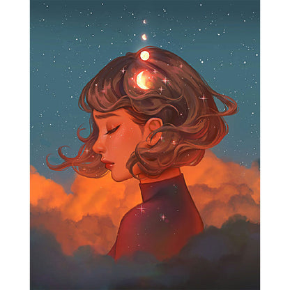 Illustration Girl 30*40CM(Canvas) Full Round Drill Diamond Painting