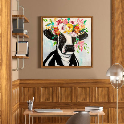Cow With Flower - Full Round Drill Diamond Painting 50*50CM