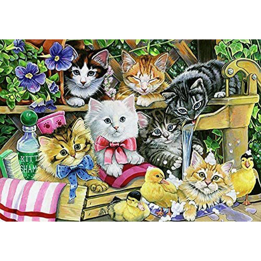 Kitten Party - Full Round Drill Diamond Painting 40*30CM
