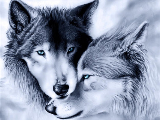 Wolf Couple - Full Round Drill Diamond Painting 40*30CM