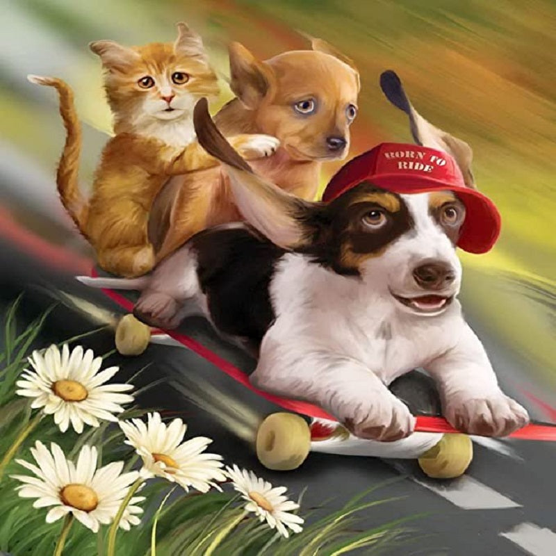 Kitten Puppy - Full Round Drill Diamond Painting 30*30CM