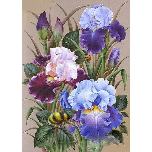 Iris Bee Orchid - Full Round Drill Diamond Painting 40*50CM