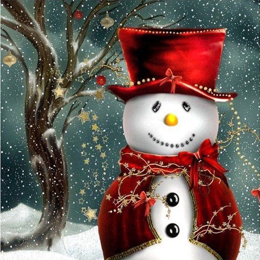 Snowman 50*50CM(Canvas) Full Round Drill Diamond Painting