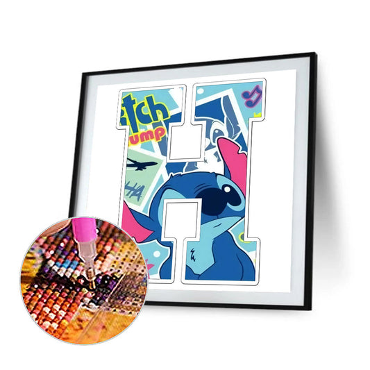 Stitch Letter H - Full Round Drill Diamond Painting 30*30CM