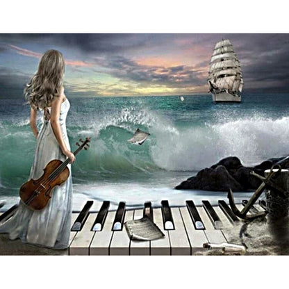 Ocean Piano Song - Full Round Drill Diamond Painting 50*40CM