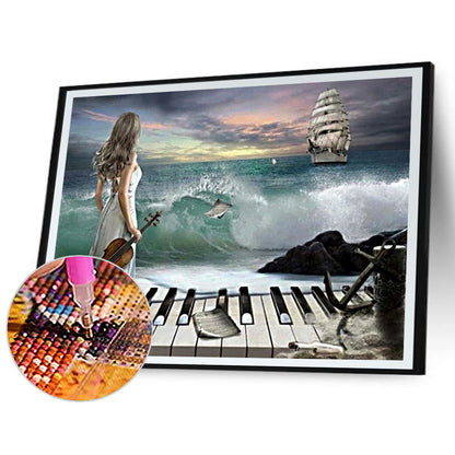 Ocean Piano Song - Full Round Drill Diamond Painting 50*40CM