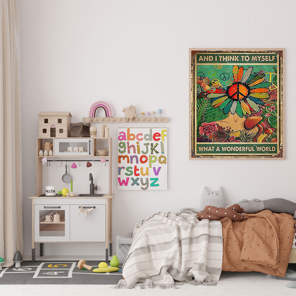 Colorful Flower Poster 40*50CM(Canvas) Full Round Drill Diamond Painting