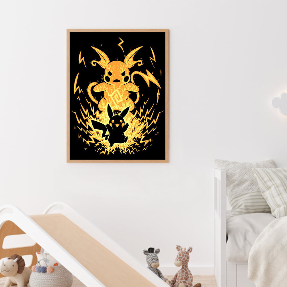 Pikachu Silhouette - Full Round Drill Diamond Painting 30*40CM