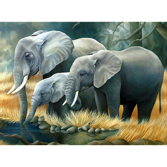 Migrating Elephant 50*40CM(Canvas) Full Round Drill Diamond Painting