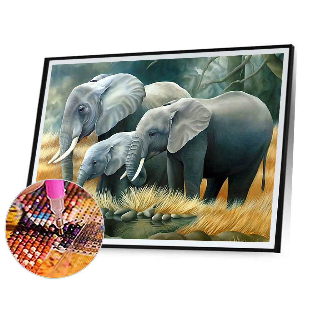 Migrating Elephant 50*40CM(Canvas) Full Round Drill Diamond Painting