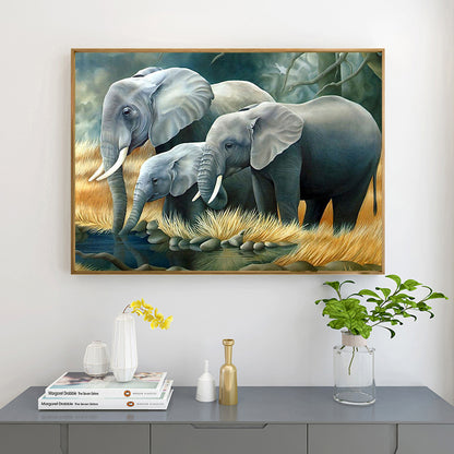 Migrating Elephant 50*40CM(Canvas) Full Round Drill Diamond Painting