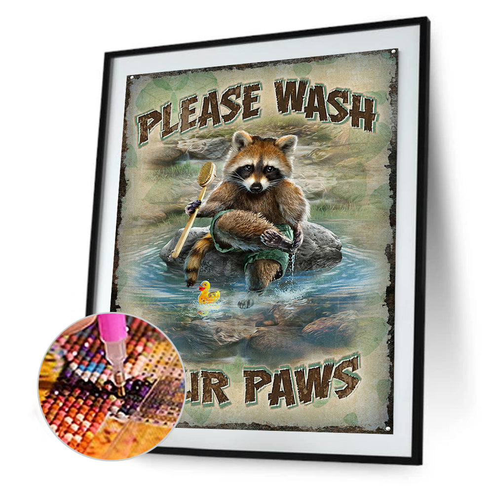 Raccoon Taking A Bath - Full Square Drill Diamond Painting 50*60CM