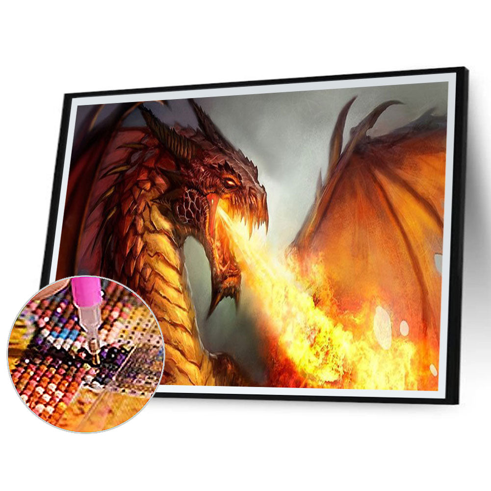 Fire Dragon 75*40CM(Canvas) Full Square Drill Diamond Painting
