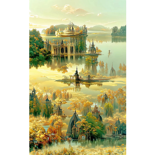 Colorful Castle Landscape - Full Round Drill Diamond Painting 50*75CM