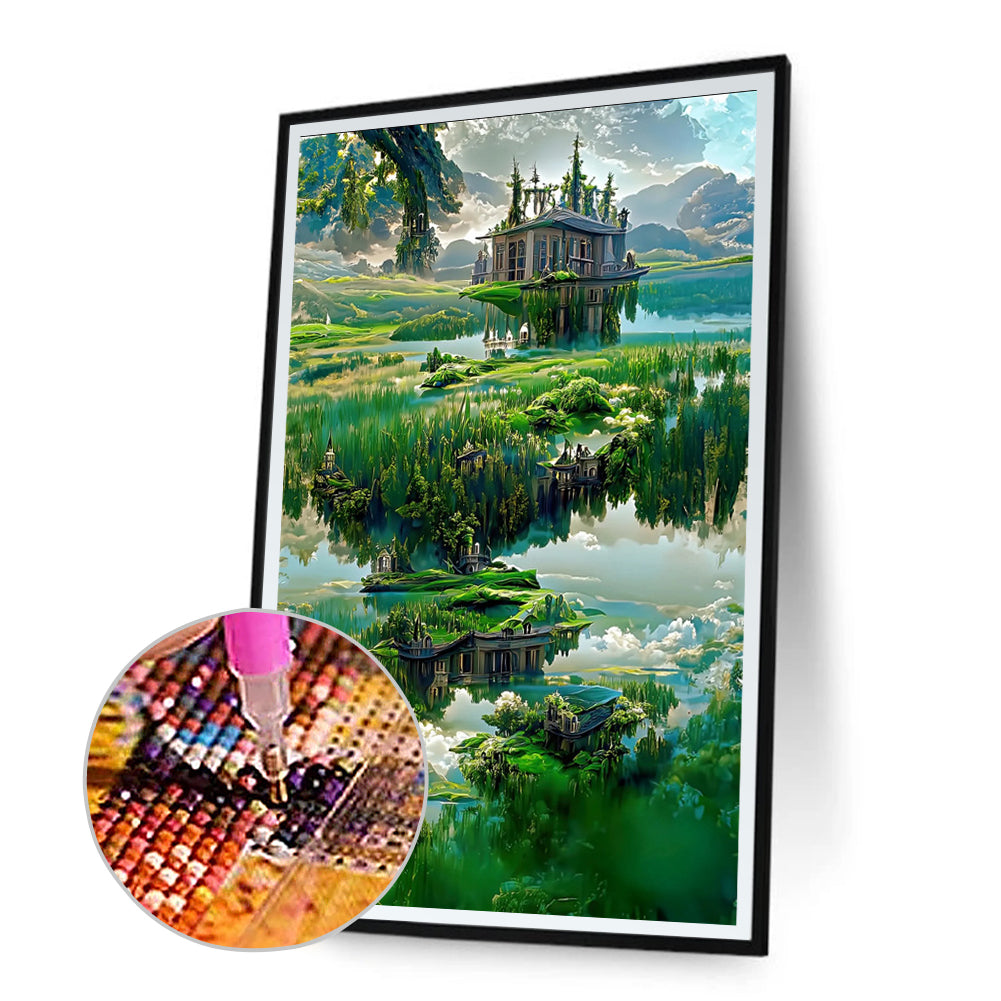 Colorful Castle Landscape - Full Round Drill Diamond Painting 50*75CM