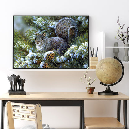 Grey Squirrel 50*40CM(Canvas) Full Square Drill Diamond Painting