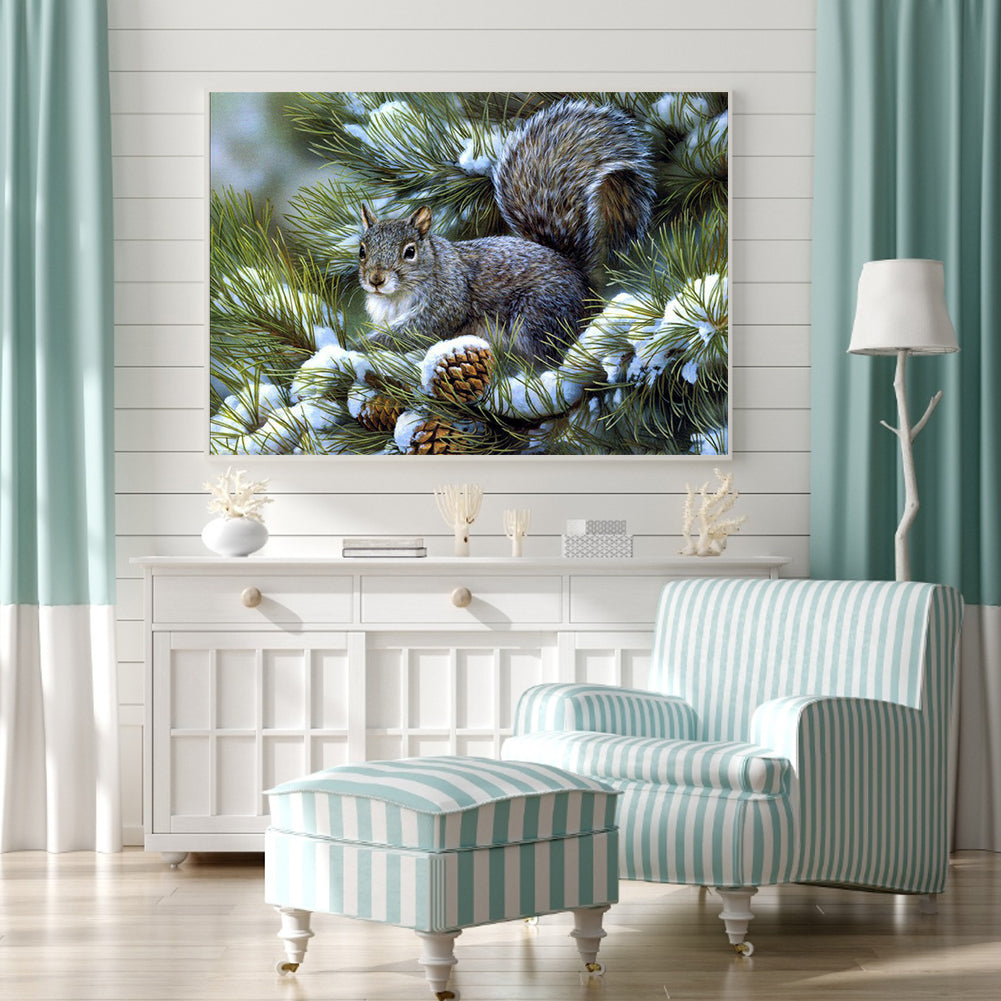 Grey Squirrel 50*40CM(Canvas) Full Square Drill Diamond Painting