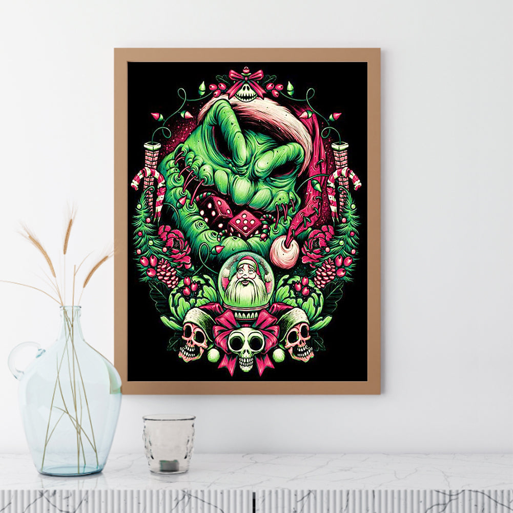 Spooky Christmas Green Monster - Full Round Drill Diamond Painting 30*40CM