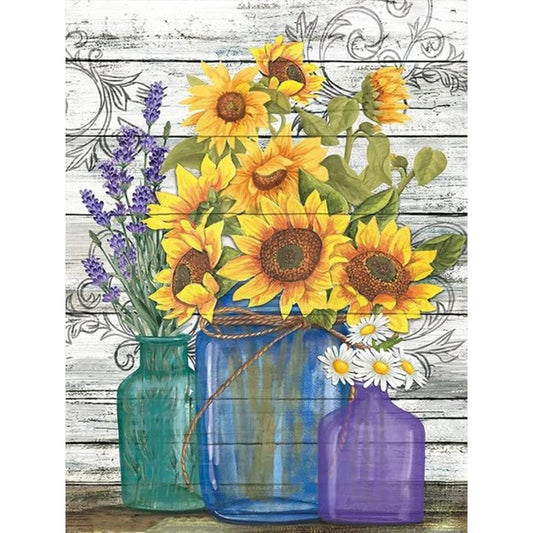 Sunflower Vase 30*40CM(Canvas) Full Round Drill Diamond Painting