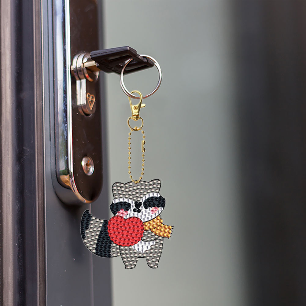 DIY Point Drill Keychains Cute Double Sided Spot Drill Drawing Keychain for Gift