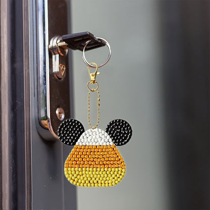 DIY Point Drill Keychains Cute Double Sided Spot Drill Drawing Keychain for Gift