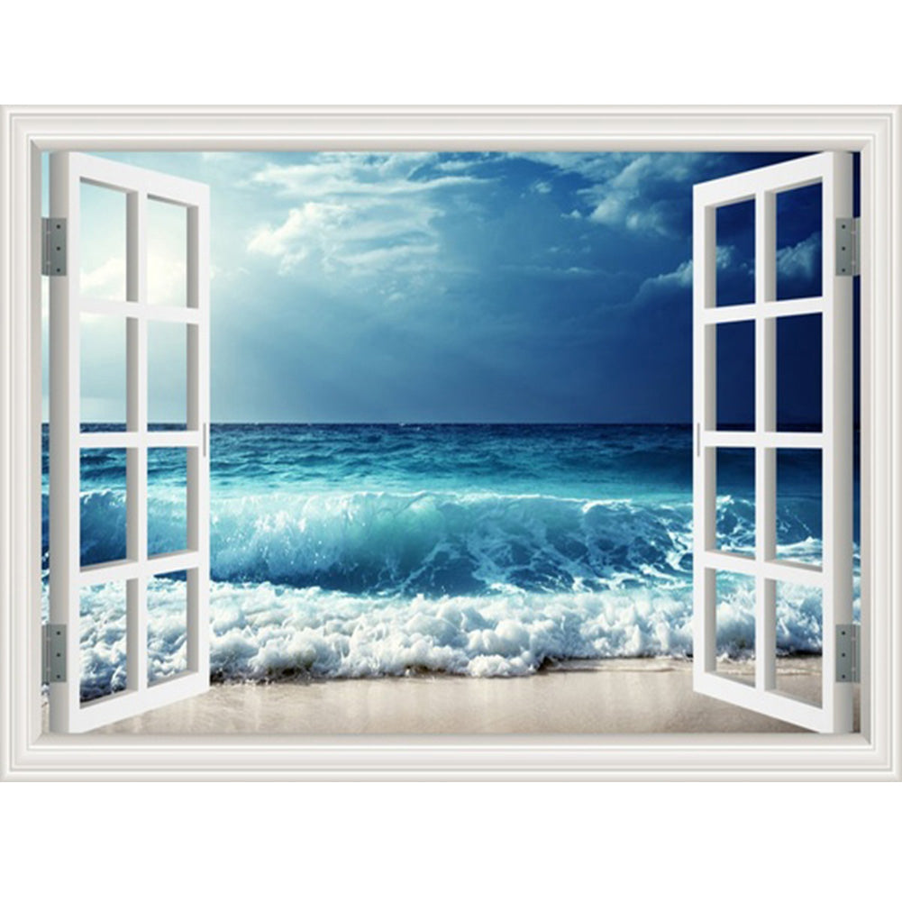 The Sea In Front Of The Window - Full Round Drill Diamond Painting 50*40CM