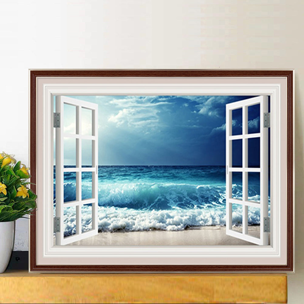The Sea In Front Of The Window - Full Round Drill Diamond Painting 50*40CM