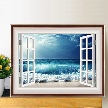 The Sea In Front Of The Window - Full Round Drill Diamond Painting 50*40CM