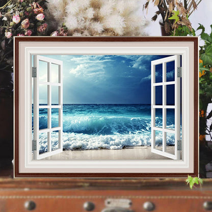 The Sea In Front Of The Window - Full Round Drill Diamond Painting 50*40CM
