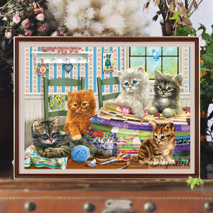 Kitten - Full Round Drill Diamond Painting 50*40CM