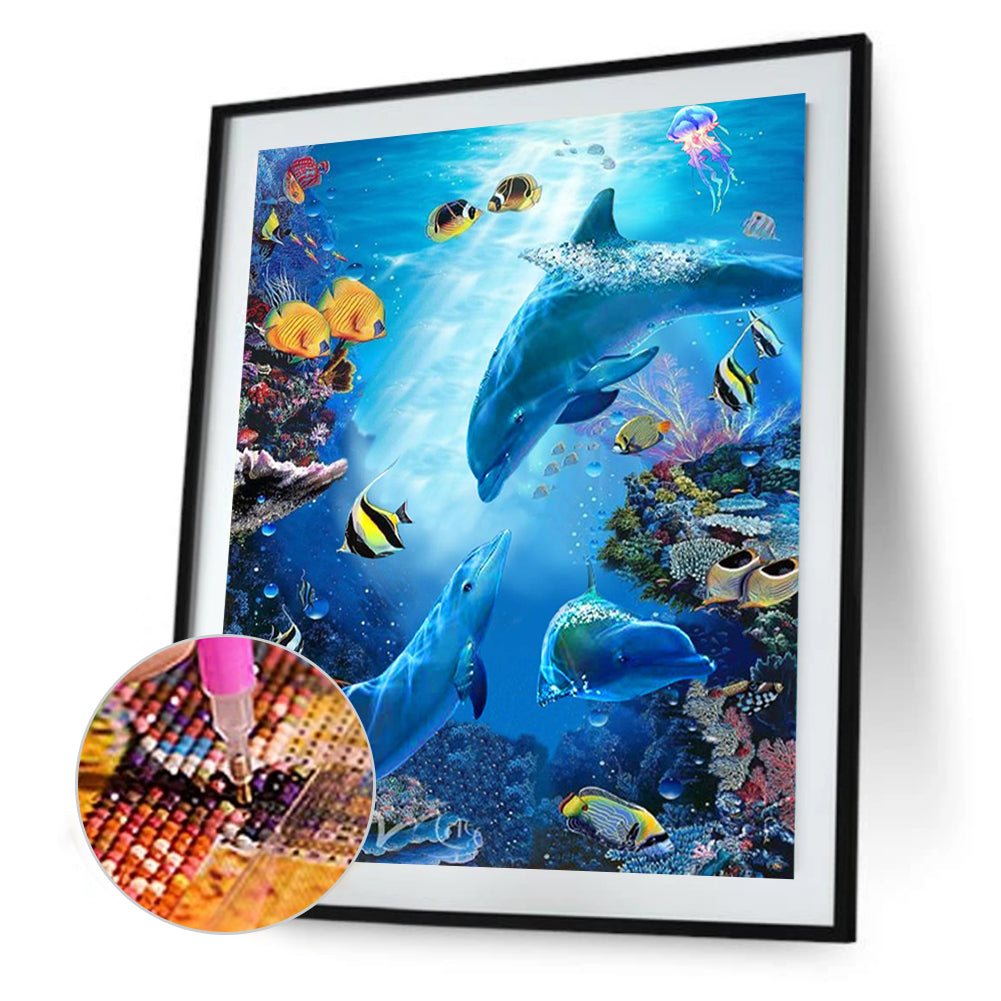 Dolphin - Full Round Drill Diamond Painting 40*50CM