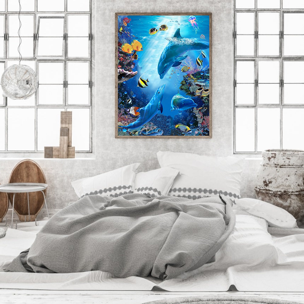 Dolphin - Full Round Drill Diamond Painting 40*50CM