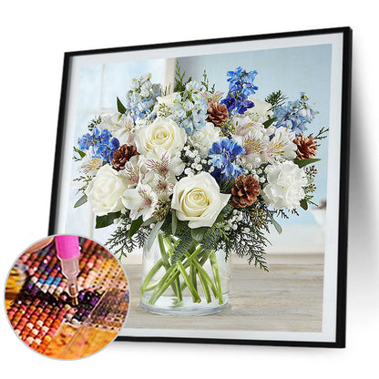 White Rose Bouquet - Full Round Drill Diamond Painting 40*40CM