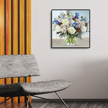 White Rose Bouquet - Full Round Drill Diamond Painting 40*40CM