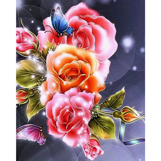 Roses And Butterflies - Full Square Drill Diamond Painting 40*50CM