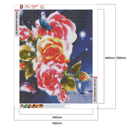 Roses And Butterflies - Full Square Drill Diamond Painting 40*50CM