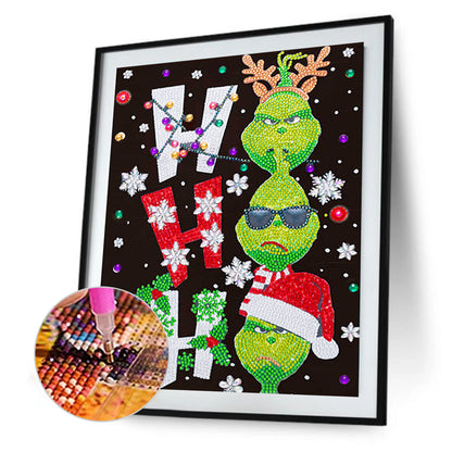 Christmas Green Monster - Special Shaped Drill Diamond Painting 30*40CM