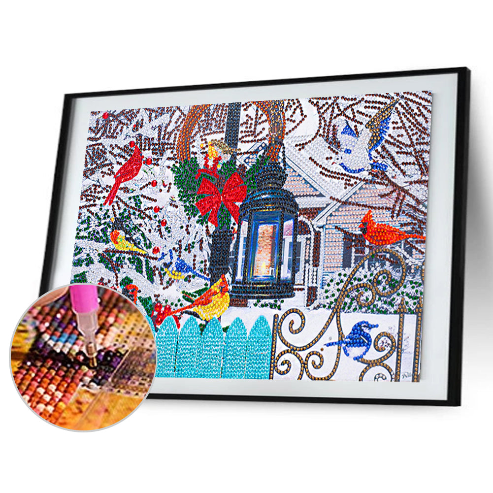 Christmas Bird House - Special Shaped Drill Diamond Painting 40*30CM