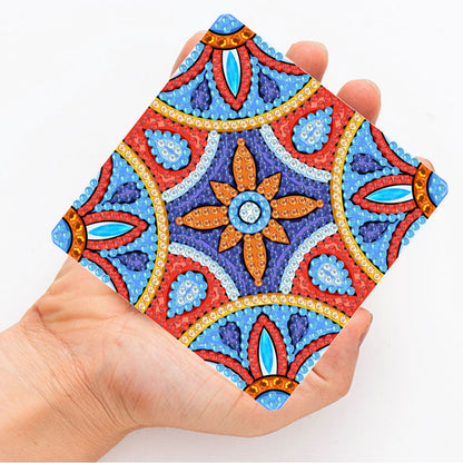 6pcs/set Mandala Square Coaster Acrylic Water Cup Pad 5D DIY for Room Decoration