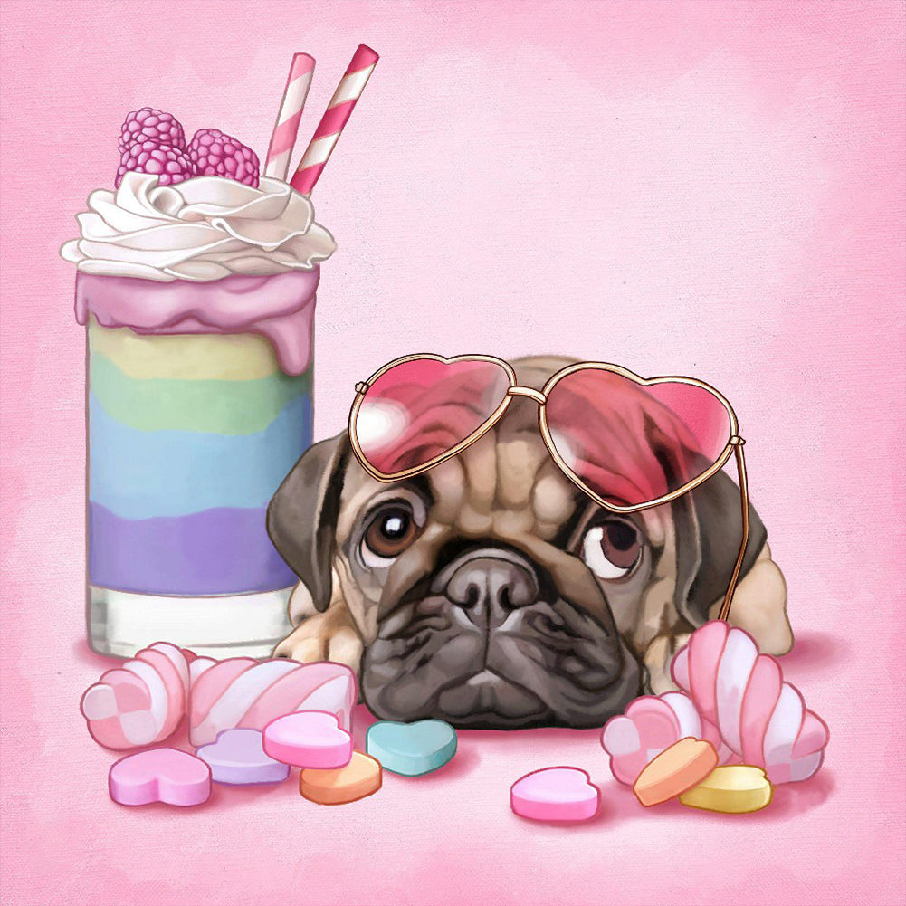 Pug - Full Round Drill Diamond Painting 30*30CM