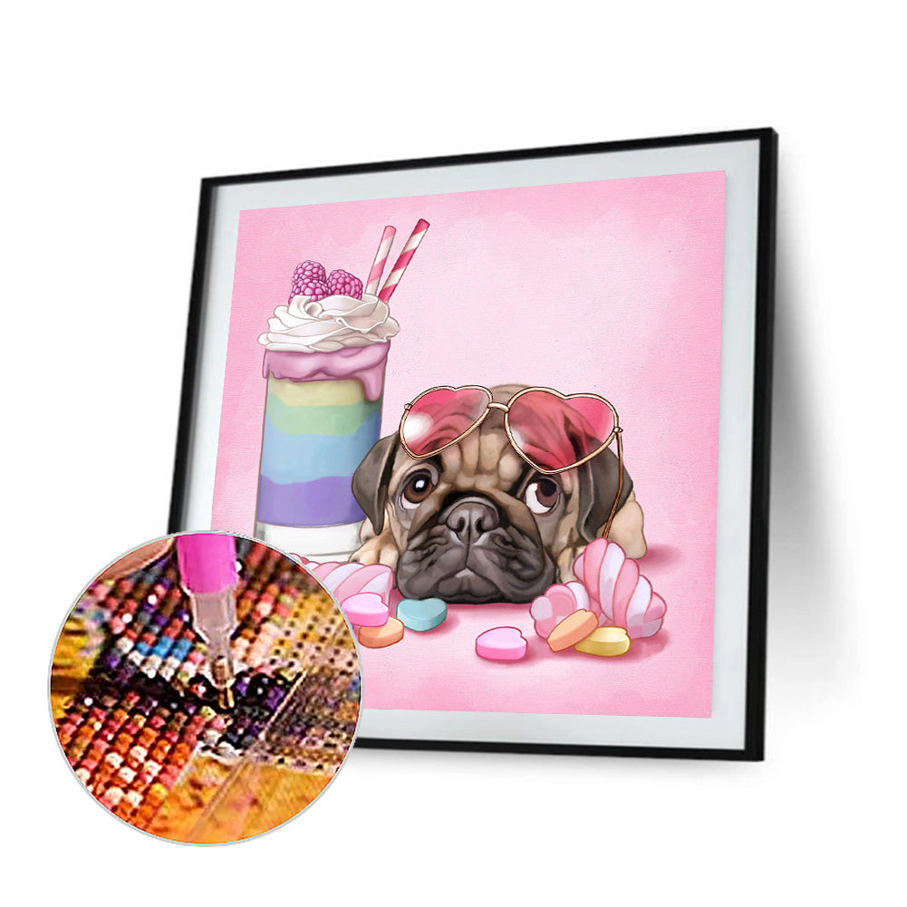 Pug - Full Round Drill Diamond Painting 30*30CM