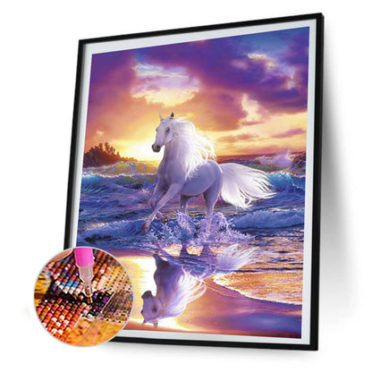 White Horse - Full Round Drill Diamond Painting 40*50CM