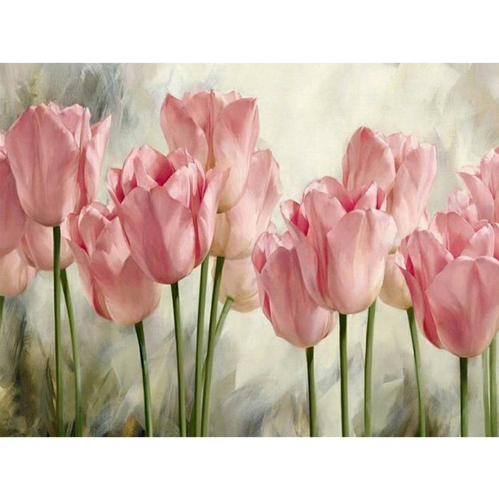 Pink Tulips - Full Round Drill Diamond Painting 60*50CM